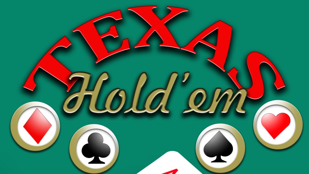 Natpis Texas Holdem Poker s gambling pozadinom (Kako se igra Texas Holdem Poker)