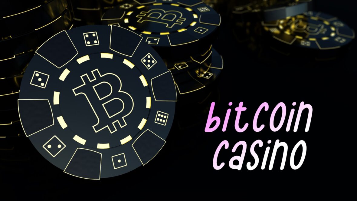 Bitcoin casino žetoni na crnoj podlozi