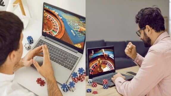 Dvojica muškarca igraju live casino